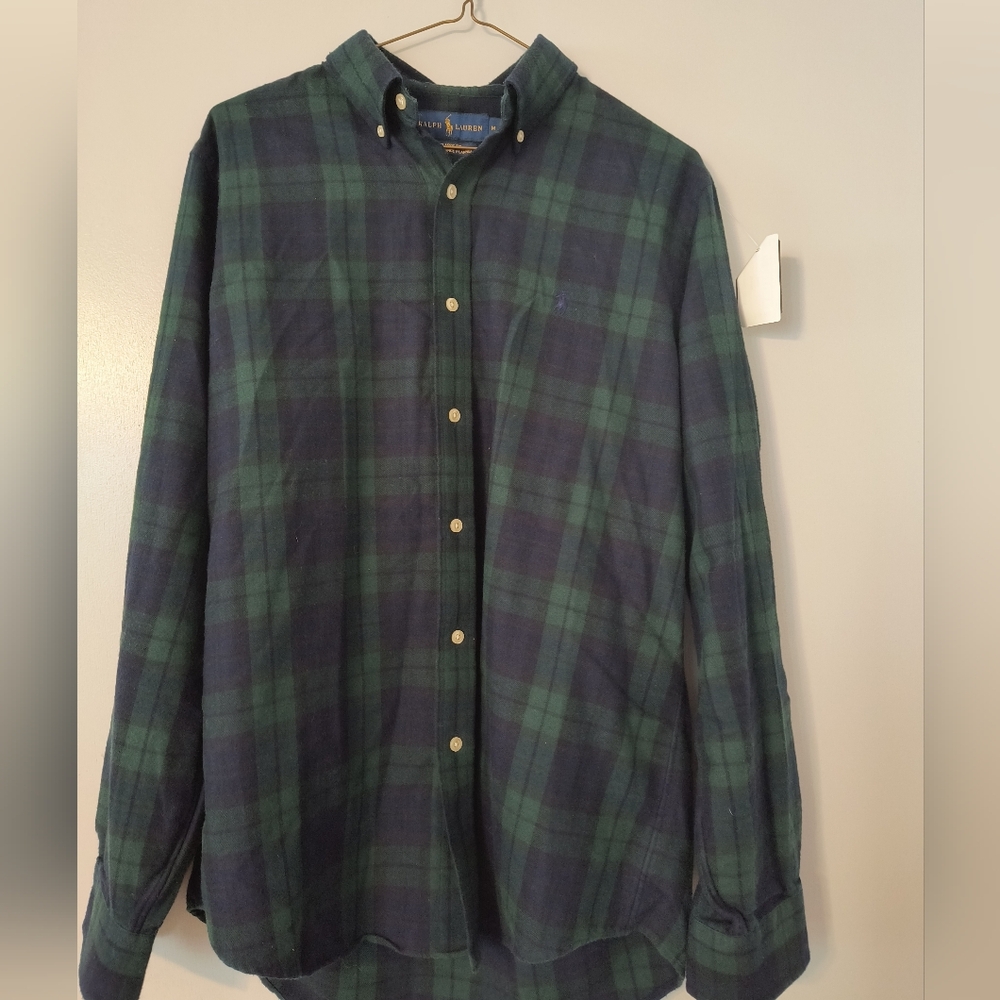 Ralph Lauren Navy and Forest Plaid Shirt